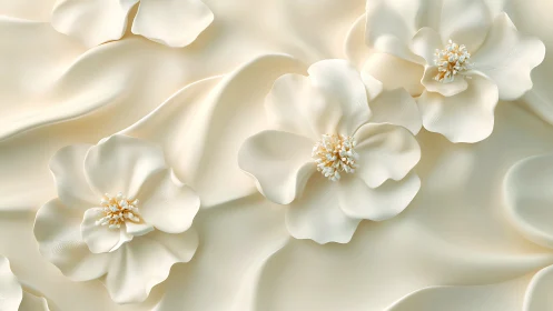 Delicate Fabric Flowers in Cream and Gold Elegance