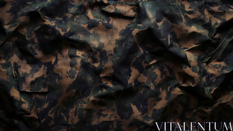 Macro view of folded tactical fabric with digital camouflage