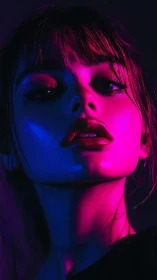 Neon dual-gel lighting sculpts high-contrast portrait surface planes