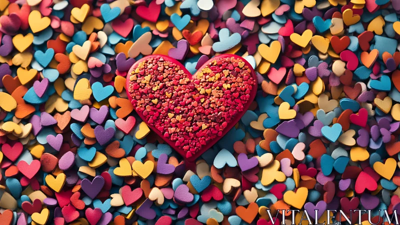 Central Heart Composition: Textured Dimensional Arrangement.