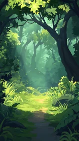 Enchanted Forest Glade with Golden Light