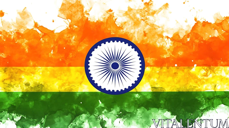 Indian tricolor flag rendered with watercolor texture effect