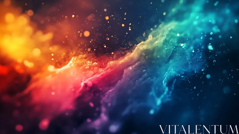 Vibrant multicolor nebula cloud with glowing light streaks.