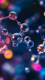 Glowing molecular orbs floating through a colorful dreamscape.