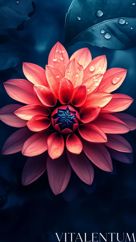 Luminescent Lotus Bloom Against Deep Underwater Seascape.