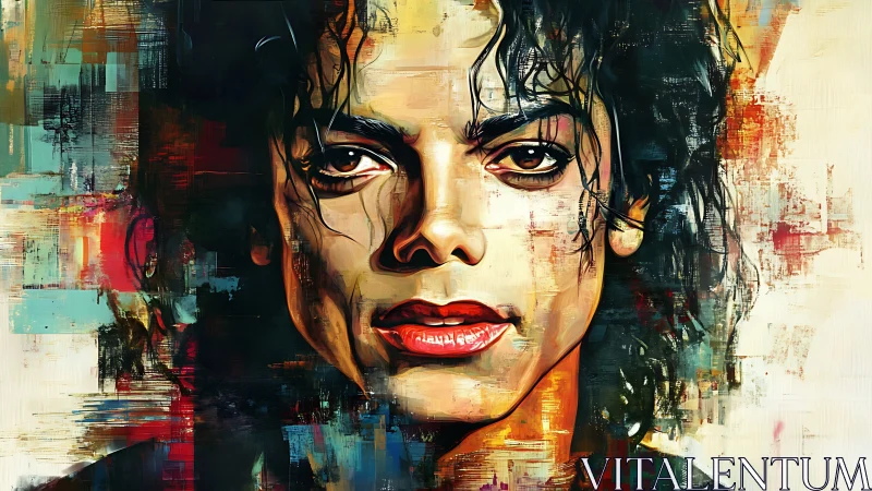 Vivid portrait merges realism and abstract color blocks.