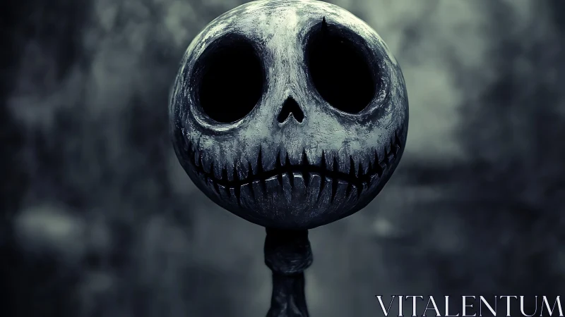 Moody skull character gazes out with eerie quiet charm