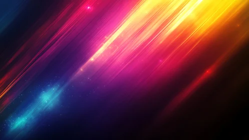 Diagonal multicolor light streaks traverse a dark gradient field