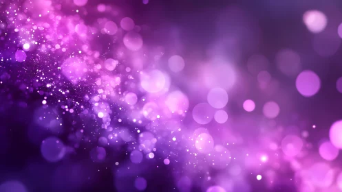 Abstract purple bokeh lights background with glowing sparkles.