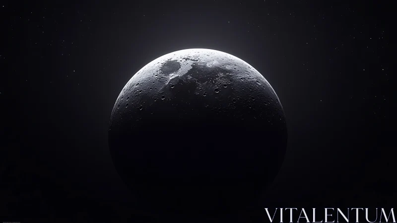 Lunar crescent reveals cratered terminator against deep space