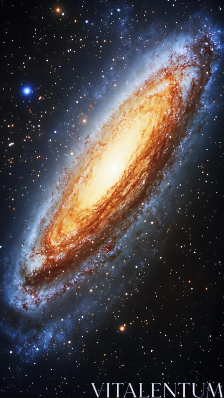 Edge-on barred spiral galaxy with luminous stellar nucleus.