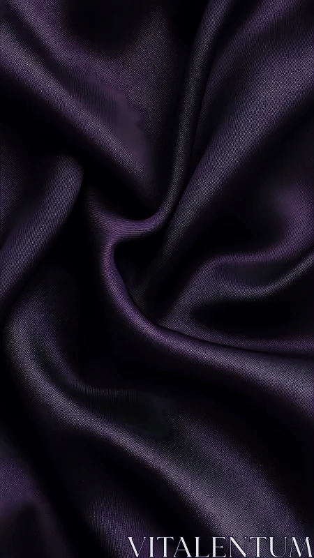 Close-up of folded dark purple satin textile surface.