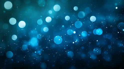 Blue bokeh orbs drift like quiet galaxies in velvet night