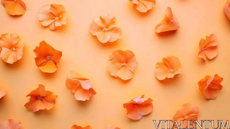 Orange floral pattern on warm gradient minimalist backdrop.