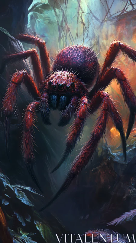 Macro-arachnid rainforest predator under spectral backlight.