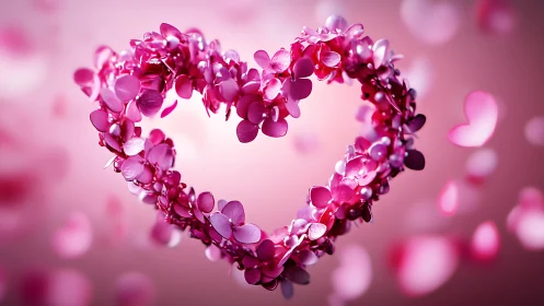 Pink Orchid Petals Forming Heart Shape Composition.