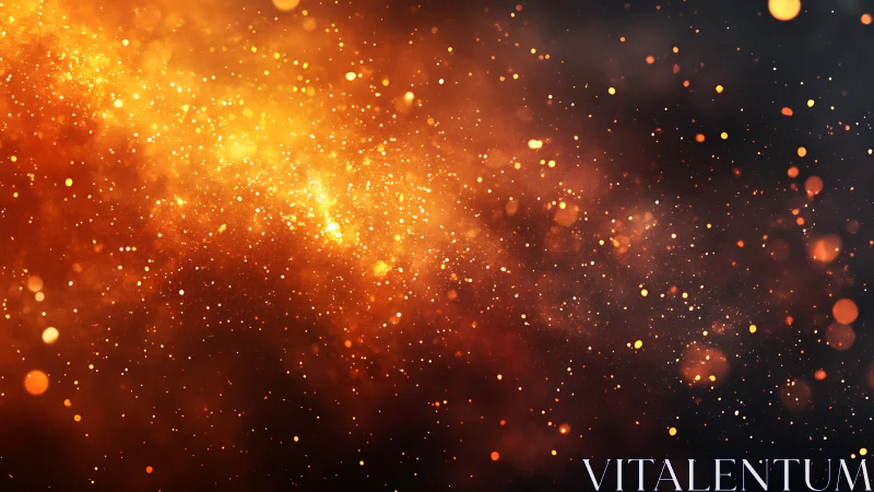 Orange Particle Field with Bokeh Depth and Gradient Fade