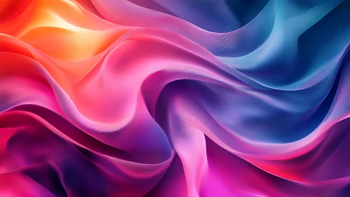 Iridescent ribbon waves twist through neon gradients of light.