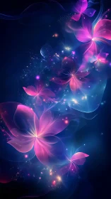 Luminescent magenta butterflies in deep-space nebular bloom