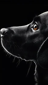 Ebony dog profile kissed by light in quiet, watchful stillness.