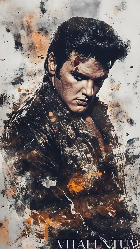 Moody digital portrait of brooding rockabilly singer.