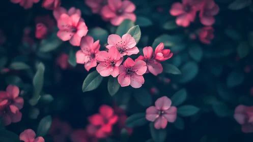 Pink Blossoms Dance in Soft Focus Light.