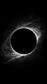 Stark monochrome black hole with luminous accretion halo.