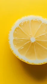 Sunny lemon slice glows warmly against bright yellow