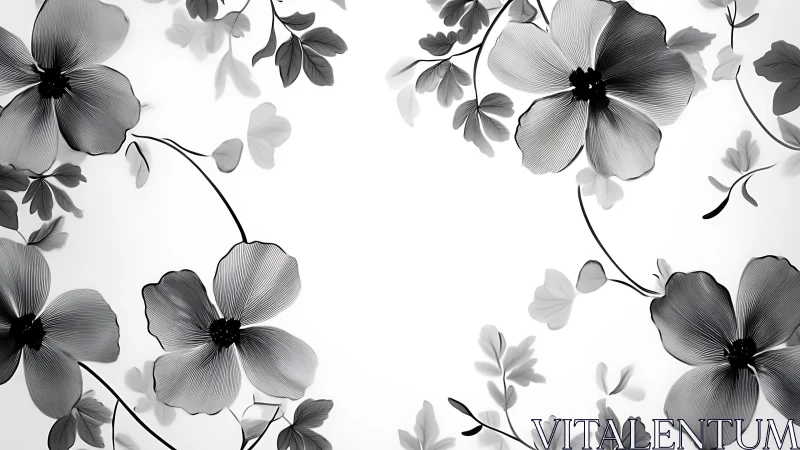 Monochromatic Floral Composition with Gradient Petal Renderings.