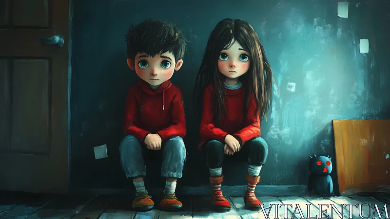 Two quiet rebels share a secret storm in a blue corner