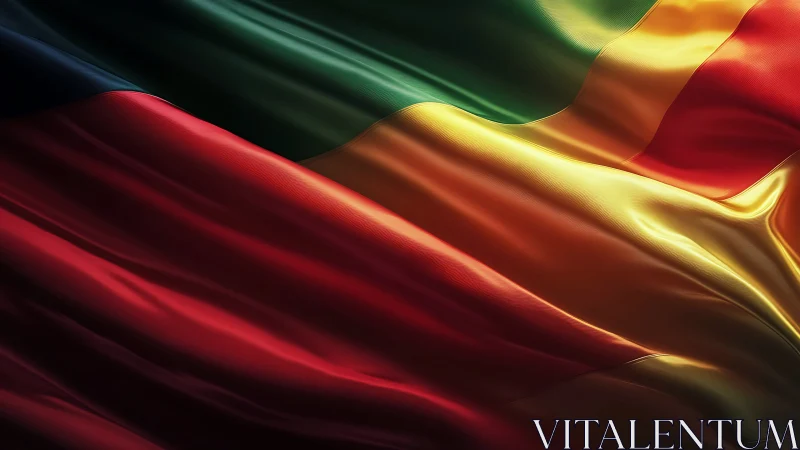 Vibrant tricolor fabric waves with dynamic light and depth