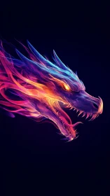 Digital illustration shows luminous dragon head profile