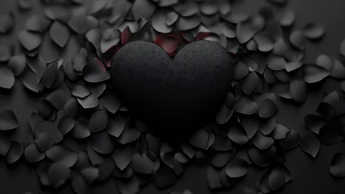 Black heart rests amid textured petals with crimson undertones.