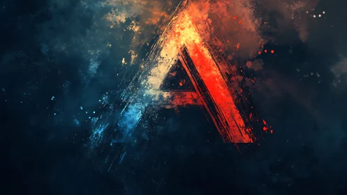 Abstract letter A burns through deep cosmic smoke