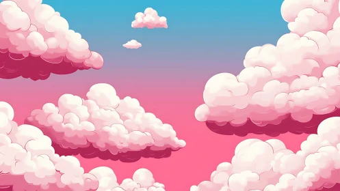 Cotton candy clouds drift softly across a dreamy sky