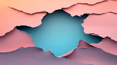 Pastel paper strata framing gradient turquoise void.
