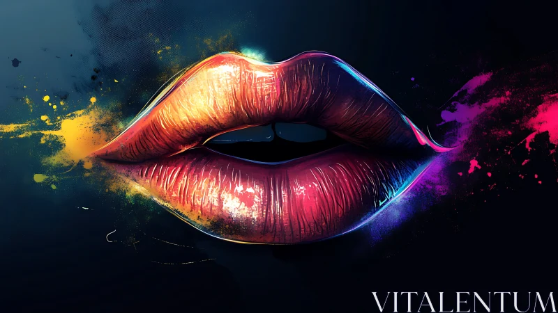 Radiant neon lips bursting with playful color and light.