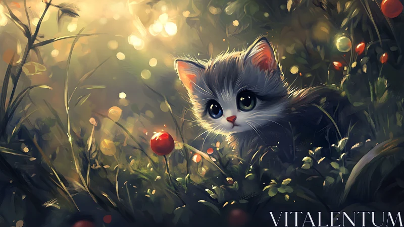 Whiskerbound Wonder: A Kitten's Enchanted Forest Reverie.