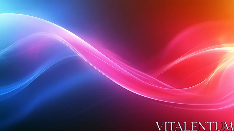 Neon light waves crossing over blue and red gradient background.