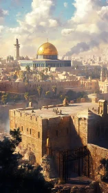 Digital cityscape render depicts domed structure and old walls