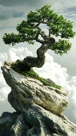 Sky-top bonsai sentinel curling above cloud kingdoms.