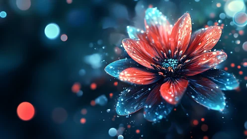 Neon Bloom: Where Coral and Sapphire Dance in Bioluminescent Glory.