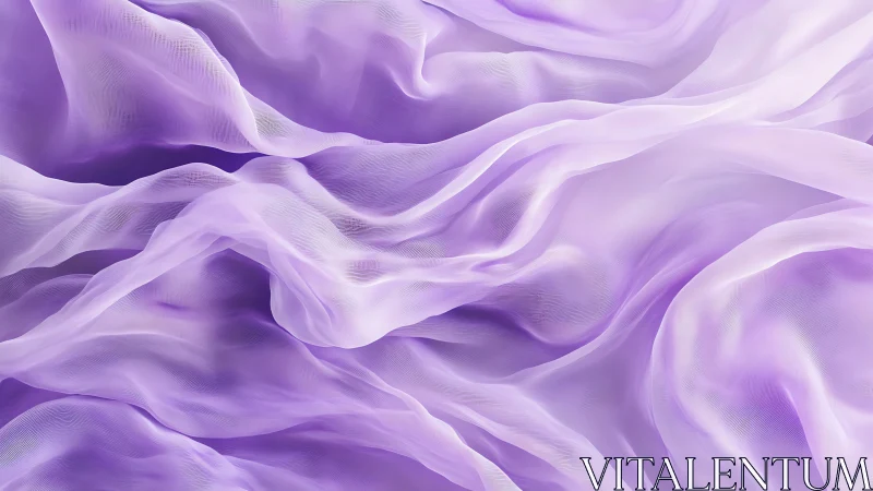 Translucent violet fabric folds form layered undulating surfaces