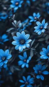 Blue Flowers with Selective Focus Depth of Field