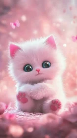 Enchanted Pink Kitten in a Dreamy Butterfly Garden.