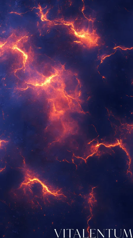 Fiery nebula streams ignite deep cosmic night sky.