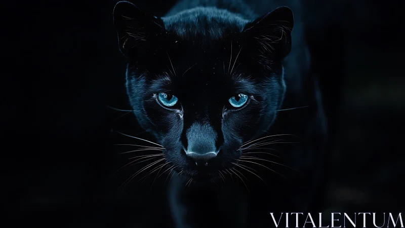 Melanistic Felid Portrait with Luminous Ocular Presence.