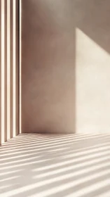 Minimal beige interior wall with striped light shadows.