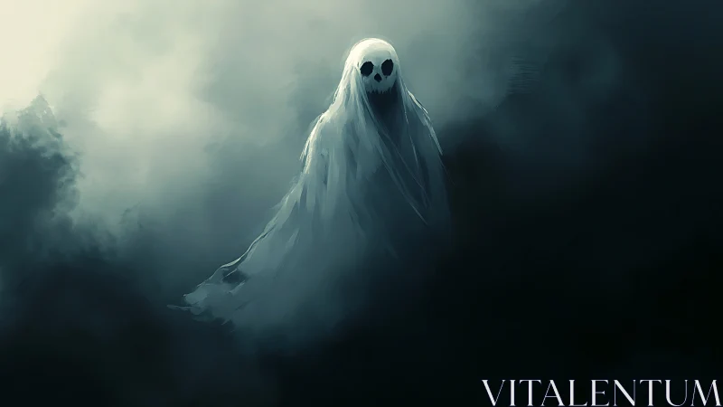 Gentle ghost drifts softly through a dreamy night fog.