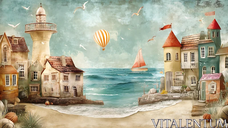 Whimsical seaside village where stories drift on the tide.